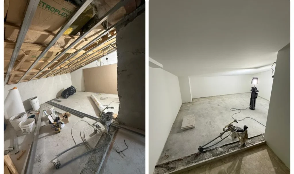 Plâtrerie et faux-plafond avant et après travaux - BA Rénovation, Carouge