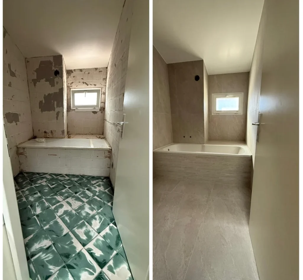 Salle de bains avant et après travaux - BA Rénovation, Carouge